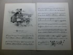 【百元包邮】巨幅《乐谱》 1896年  纸张尺寸约56×41厘米 （编号M002155)