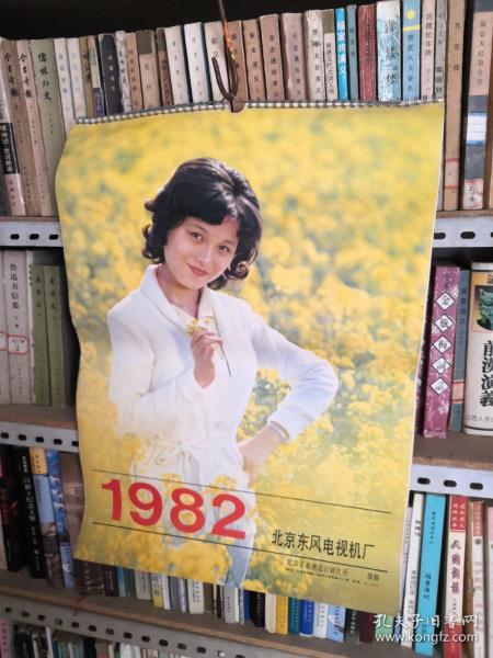 1982年北京东风电视机厂昆仑牌五种型号电视机广告及美女照 六张 37*52厘米