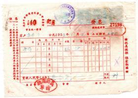 中南区旗球图税票-----1951年湖南省长沙市旅馆商业公会 