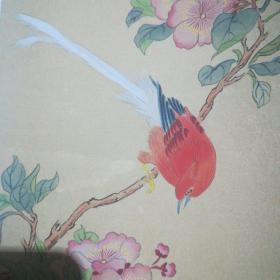 70-80年代左右无款花鸟工笔画贺卡--小品【特别漂亮，细致一看就是名家所画】尺寸长18.5cm宽13cm