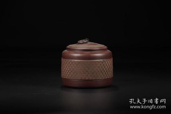 近代，“钱泽君”紫砂回纹盖罐