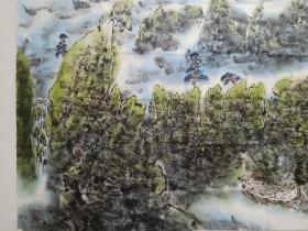 保真书画，邯郸市美术家协会副主席王书成六尺整纸山水画《天淡云闲古今闲》一幅