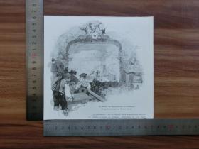 【现货 包邮】1890年小幅木刻版画《农场剧院的舞台》(die bühne des bauerntheaters  )尺寸如图所示（货号400366）