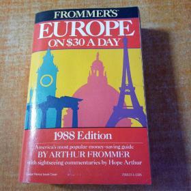 Frommer\s Europe $30 a Day【30美元欧洲游，英文原版】书上边有点水印不影响阅读