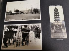 民国上海广州相册老照片共五张（六榕寺塔街景，电车）