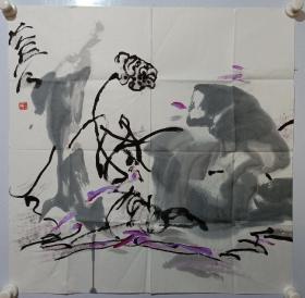 保真书画，当代艺术家徐善循当代水墨作品一幅，尺寸69×69cm， 徐善循先生曾任吉林市美术家协会主席，北华大学艺术学院院长，上海理工大学艺术设计学院院长，现任上海理工学院美术系主任，沪江美术馆馆长