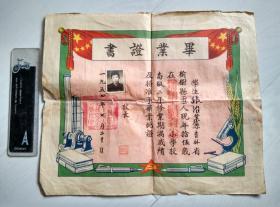 1954年榆树县第十区刘芳村小学校毕业证书