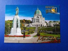 趣味封：加拿大圣约瑟夫大教堂明信片（“国旗”邮资图，加拿大实寄安庆）