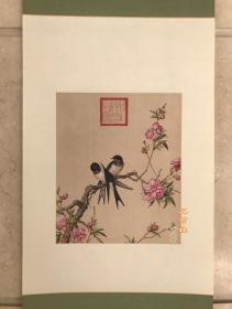 顺丰包邮【郎世宁 桃花图】日本二玄社1984年复制 绢本工笔花鸟画挂轴 装饰临摹礼物佳选 台北故宫博物院珍藏