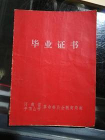 毕业证书——河南省平顶山市革命委员会教育局制