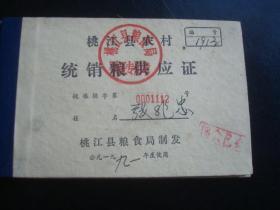 1991年桃江县农村统销粮供应证