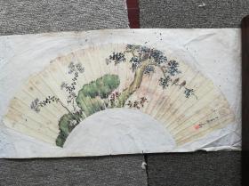 刘鸾翔，字玉笙，号玉叟。原籍彭城，，花鸟扇面，42CM*12CM  ，