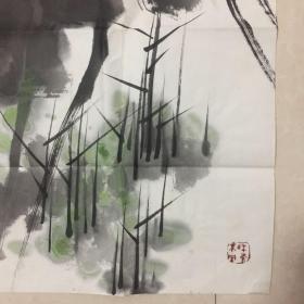 河北籍著名画家刘清作品：荷花图．（长136cmx宽68cm)