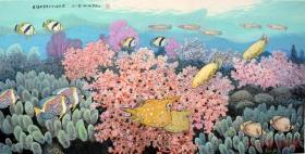 已故：中国海底绘画创始人吴清江先生海底绘画精品15平尺左右3