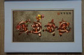 2007精美贺年卡内芯金箔福猪画片高9厘米宽17厘米 （m69）