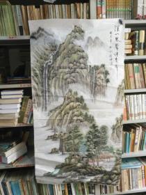 书法字画《20190601 书画展览下架作品专场：朱慎坤美术作品：深山琴声伴泉声图（山水 四尺整张）》长128厘米，宽68厘米！懂字画者鉴之！东橱上