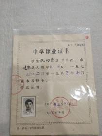 1980年上海市复旦中学肄业证书