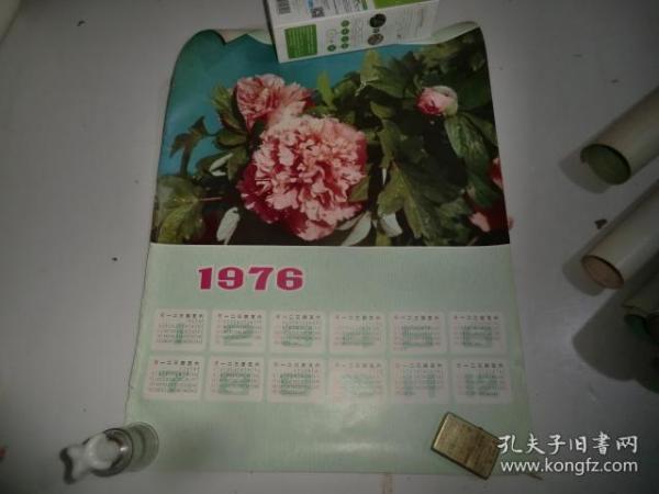 1976年年历画1张  牡丹图