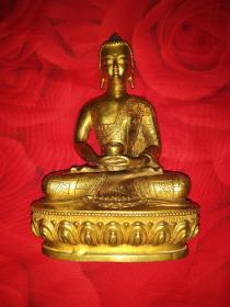 清末/民国《铜鎏金释迦牟尼佛像》高20cm