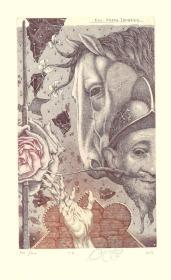 朱利·雅科文科（Juri  Jakovenko）藏书票版画原作《堂吉诃德》白俄罗斯 尺寸看图