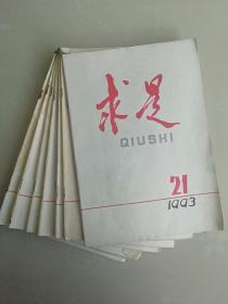 求是杂志1993年1至6期，第21期共七册合售..