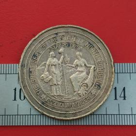 A303美国北卡罗来纳州的大印军舰1775男女面对硬币铜牌铜章珍收藏