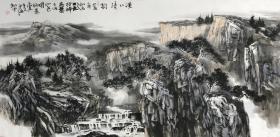 【取自本人，终身保真】 老*海，国家一级美术师、邢台市中国画学会副秘书长、河北省美术家协会会员、北京画家行写生基地画家，名人书画院院士。90年代初期毕业于河北师范大学美术系，先后受教于李明久、白云乡、纪京宁、等老师。四尺整张山水画作品51《溪山清韵》（138×68cm）。