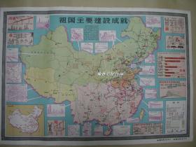 祖国主要建设成就 挂图一张:(1958年11月初版,介绍祖国建设成就,地图出版社,彩色印刷,,2开本,约780*540,85品)