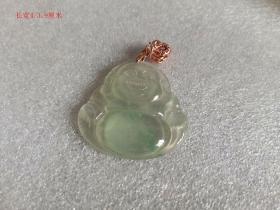 古玩杂项乡下老货农村老物件 飘阳绿翡翠佛平安吊坠