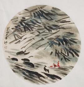 《里口看竹》国画 山水画。山东书画家曲晨，1952年生于黑龙江省伊春市。又名雪鸿，号：里口山人，酒痴，疯子、狂人、浪人。斋名：皈一山庄，风雪堂，清隐居，风云堂。 祖籍山东龙口，在其母亲的影响下六岁习画，孩童时每每画成必要左邻右舍夸奖一番以示高兴。成年后由于对绘画的痴迷两度婚姻失败，造成精神极度分裂并入院数次。 曲晨的绘画艺术充分吸纳古今中外之……