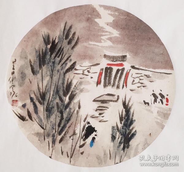 《里口仙家》国画 山水画。山东书画家曲晨，1952年生于黑龙江省伊春市。又名雪鸿，号：里口山人，酒痴，疯子、狂人、浪人。斋名：皈一山庄，风雪堂，清隐居，风云堂。 祖籍山东龙口，在其母亲的影响下六岁习画，孩童时每每画成必要左邻右舍夸奖一番以示高兴。成年后由于对绘画的痴迷两度婚姻失败，造成精神极度分裂并入院数次。 曲晨的绘画艺术充分吸纳古今中外之……