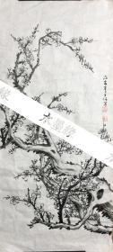 “兴化三李”之一的李可信 《墨梅》96.5x43.5cm 民国时期 纸本设色单片