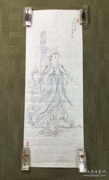 彭冲 人物 《诃利帝喃天尊》软片一张，品相好，尺寸：88X33厘米，来源：得自作者本人，保真
作者简介：见图9。