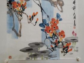 保真书画，山东名家，著名画家赵建民花鸟画佳作一幅《初荷时节》，尺寸69.5×68.5cm