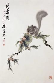 霍春阳第子赵海旭2019年夏四尺三开《得乐图》新作，（尺寸68x45cm，钤印：赵氏、海旭、冬酒富春山，支持来图定制，带作者合影（视頻）【卖家保真】