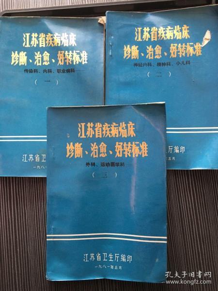 江苏省疾病临床诊断治愈好转标准（1、2、3）