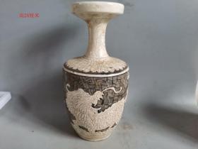 古玩杂项乡下老货农村老物件宋瓷吉州窑麒麟瓶