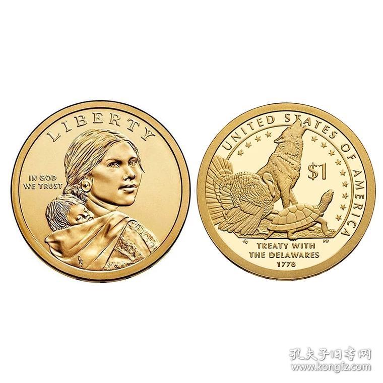 美洲-美国萨卡加维1元纪念币 2009-19年 全新卷拆品相 外国硬币12枚大全套