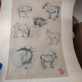 山西老画家李文60年代作品，签名钤印