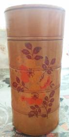 八十年代 油彩画茶叶罐