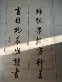 书法对联作品《非缘果报方行善 岂因功名始读书》