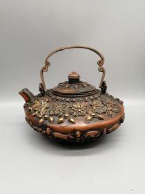 铜器收藏，纯铜十二生肖壶，工艺精湛