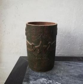 一个罕见的五十年代竹雕提桶