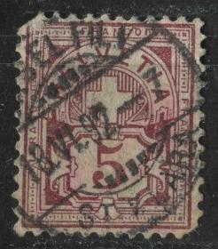 瑞士邮票 1882年 十字 数字 信销