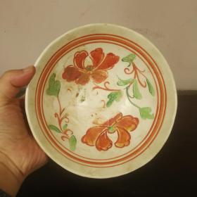 磁州窑红绿彩瓷碗老窑瓷器