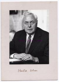 英国著名政治家 四任英国首相 哈罗德·威尔逊 Harold Wilson 亲笔签名大照片