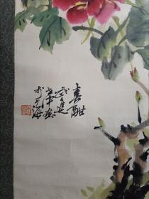 保真书画，已故海派名家陈世中先生牡丹国画一幅，原装裱镜心，尺寸68×43.5cm