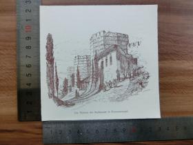 【现货 包邮】1890年小幅木刻版画《在君士坦丁堡的城墙外》(die thurme der stadmauer in konstantinopel)尺寸如图所示（货号400524）