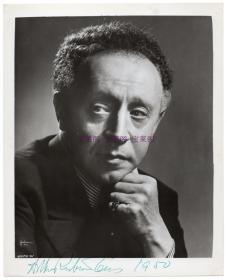 二十世纪最伟大的钢琴家之一 阿图尔·鲁宾斯坦 Artur Rubinstein 1950年亲笔签名照 PSA认证