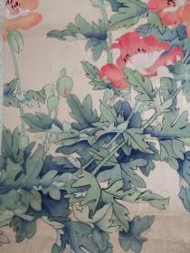 老画家郑药工笔画《花香蝶舞》郑文博老画家旧藏